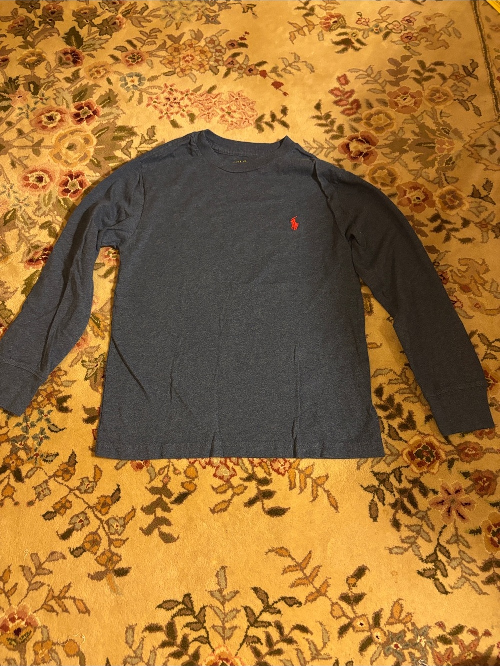 Polo by Ralph Lauren Boy’s Long-Sleeve Crewneck Shirt - Navy with Red Pony